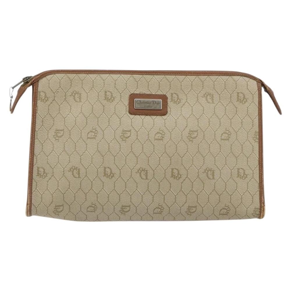 Dior Honeycomb Canvas Clutch Bag Beige